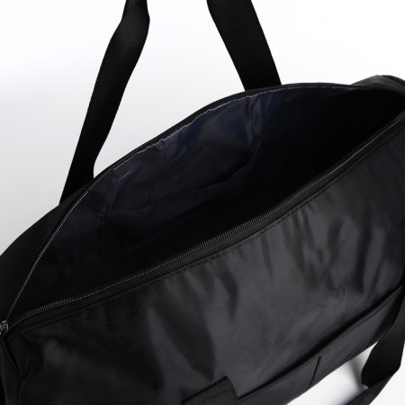 Road bag on lightning, external pocket, shoe detachment, suitcase holder, long belt, black color-2