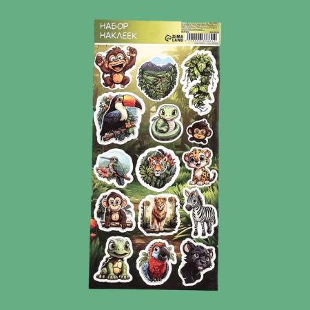 Paper children's stickers 10 x 22 cm, "jungle"