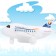 Liner aircraft, on remote control, works from batteries, white color