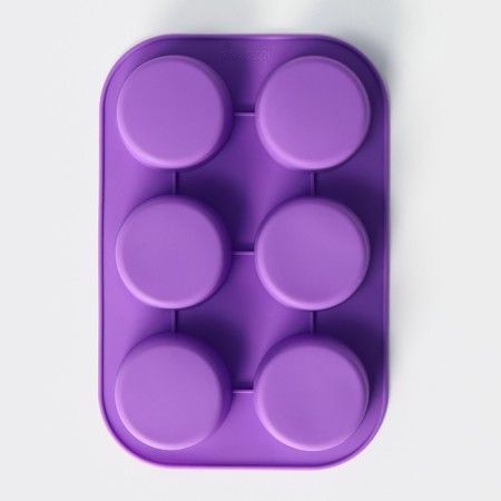 The form for baking is the “figure. Circle ", silicone, 26 × 17.5 cm, 6 cells (D = 6.5 cm), color mix-2