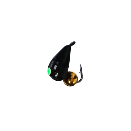 Mormyshka crap black, green eyes + ball gold, weight 0.68 g-1
