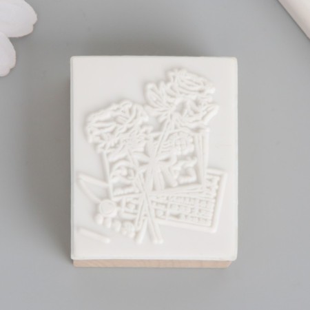 Printing wood, rubber "roses and letters" 5x4x2.5 cm-2