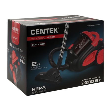 Vacuum cleaner Centek CT-2520, 2200/400 watts, 2 l, red-black-5