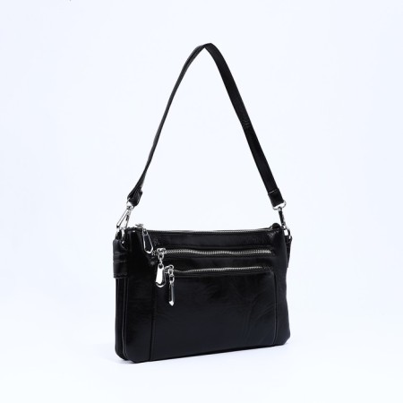 Bag Cross-Bodi with a zipper, black color-2