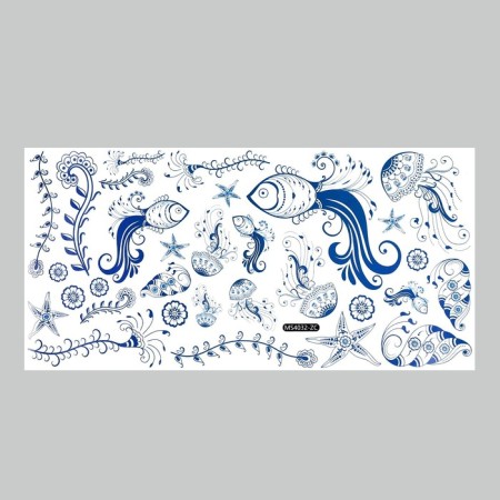 Stick plastic interior color "Pisces and jellyfish" blue 60x30 cm-1