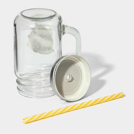 Bank Glass Daula "wine", 450 ml, 10 × 7.5 × 13 cm, with a handle, a lid and a tube-5