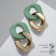 Earrings Plastic "Chain" 2 links, mint color in gold