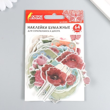 Stickers for scrapbooking roses from Washi-paper, 64 pieces, 32 design-3