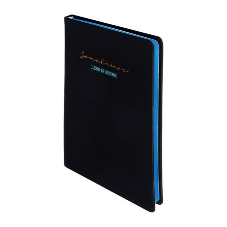 The diary is low, A5, 136 sheets, leatherette, Devente. ULTRA, hard cover, foil embossing, perforation, lies, block 70%, black/blue-1