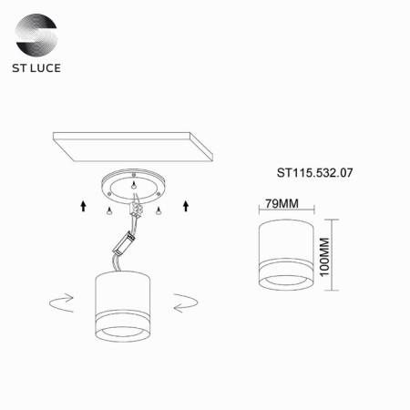 Ceiling lamp ST LUCE. ST115.532.07. 1x7 W, LED, 3000K, 490 LM, 7.9x7.9x10 cm, white color-4