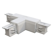 The T-shaped connector for the Technical Tract-31w-L-31W-L, left-linked, 16.6x9.9x3.2 cm, white color, white