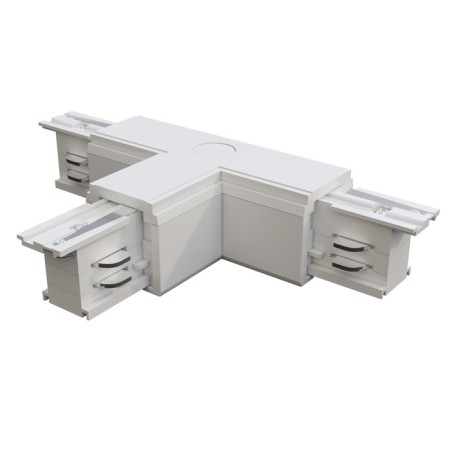 The T-shaped connector for the Technical Tract-31w-L-31W-L, left-linked, 16.6x9.9x3.2 cm, white color, white