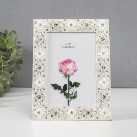 Photo frame metal, glass 10x15 cm "Arctur" White Rhinestones 1x14.2x19.2 cm