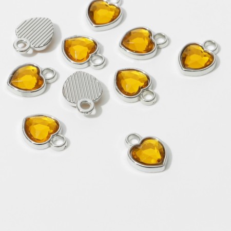 Counter-suspension "heart" 1.7 × 1.3 × 0.2 cm, (set 10 pcs.), Golden color in silver