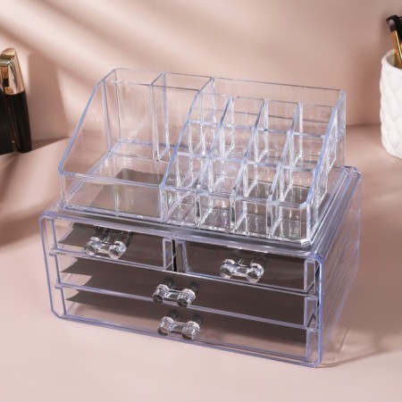 Boxing for storing manicure/cosmetic supplies, 20 sections, 4 drawers, transparent color-4