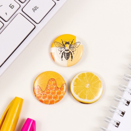 Icons of sunset set 3 pcs d = 25 mm "honey and lemons" 7x7 cm-2