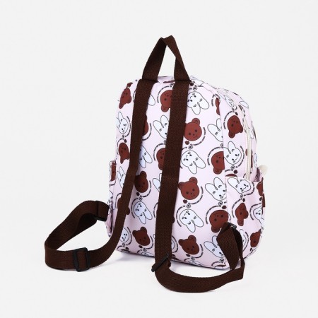 Baby backpack on lightning, 3 outer pockets, beige color-6