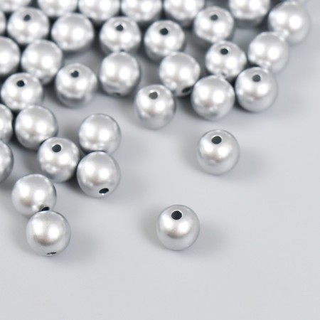 Set of beads "needlework" plastic, diameter 8 mm, 25 g, silver