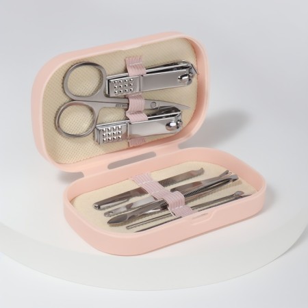 Manicure set, 8 items, in a plastic case, pink color-6