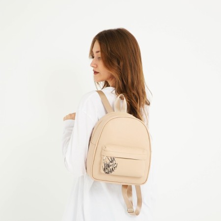 School backpack of artificial leather with pocket What that 27x23x10 cm-1