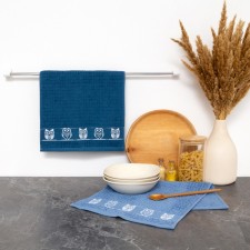 Tainted towel set, indigo color/gray-blue, size 30x50, 400g/m, 100% cotton