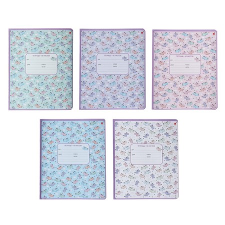 Notebook 12 sheets in the slanting line "Unicorn", cover coated cardboard, foil embossing, mix