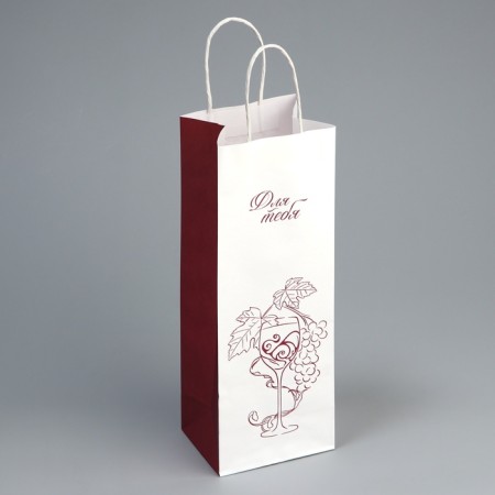 Gift package for a bottle, packaging, "for you", white craft, 13 x 36 x 10 cm-5