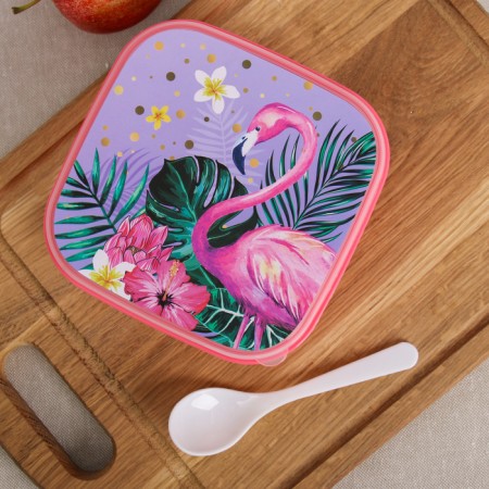 Lunch box with a spoon "Flamingo", 400 ml-2
