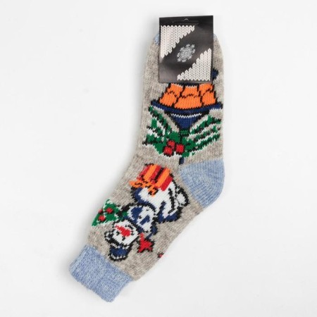 Women's woolen socks "Snowman", gray color, size 25-2