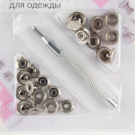 Installation buttons, omega (o-shaped), d = 13 mm, 6 pcs, with the installer, silver color-1