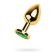 Anal plug with the Toyfa Metal rhinestone, golden, emerald, 8 cm, d = 3.4 cm