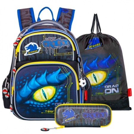 Frame backpack 35 x 28 x 15 cm, Across 178, filling: bag, pencil case, blue ACR22-178-2