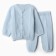 Knitted costume (jumper, trousers), blue color, height 68