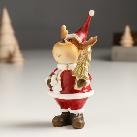 Polystone souvenir "Losik in red caftan and cap with a Christmas tree/gift" MIX 4x5x10 cm-4