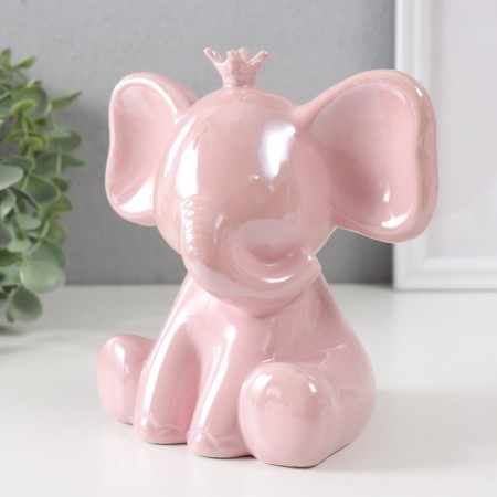 Pigger Ceramics "Elephant in the Crown" Pink mother of pearl 14.5x9.7x14.8 cm-3