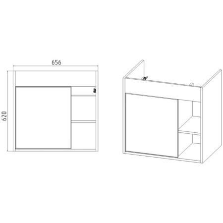 Viant Boston Tumba 1 sash, suspended, 425x655x620 mm, with COMO 70 shell-3