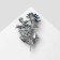 Brooch "Flowers" calendula, the color is blue-green in silver