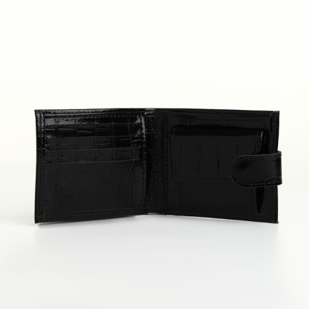 Male purse on the button, Textura, for cards, for coins, black color-5