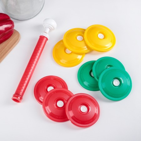 Set for preservation and storage of vacuum products "Vax 82b": pump, 9 covers