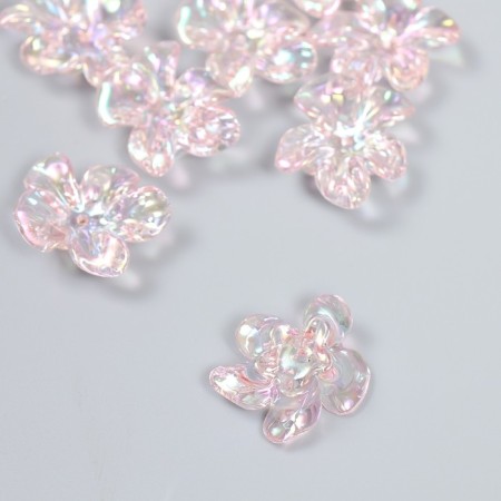 Busina Plastic for creativity "Flower. Stone ice" transparent pink 0.6x2.1x2.5 cm-1