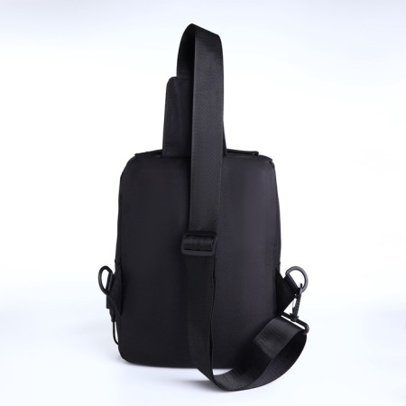 Male sling bag from textiles, with USB, black color-3