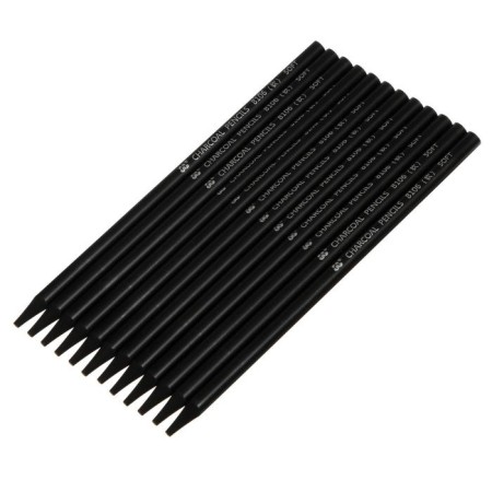 Coarse pencils, black, 12 pieces in a set, Soft-1