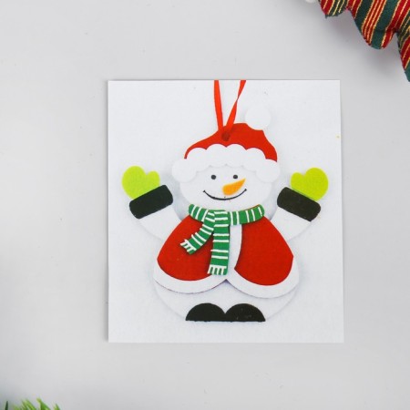 Set for creativity - Create a Christmas tree decoration from felt "Snowman in a hat"-2