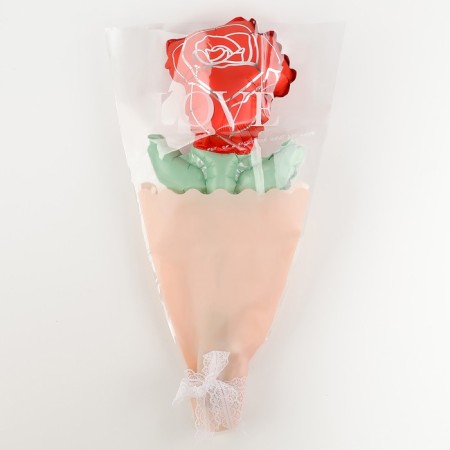 Foil ball 12 "Red rose on a stick", mini bouquet-1