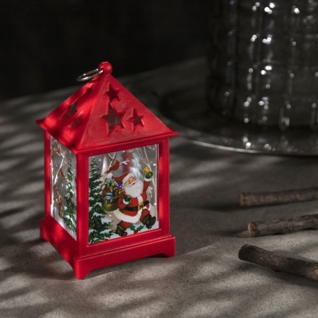 LED figure "Lantern with Santa Claus" 6 × 13 × 6 cm, plastic, batteries AG13x3, glow warm white-1
