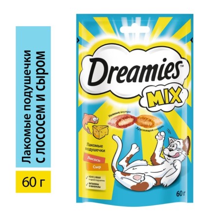 Dreamies treat for cats, salmon/cheese, 60 g