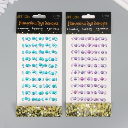 Sticker Plastic Rhinestones "crescent and stars" mix 10x23 cm-1
