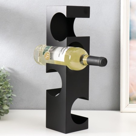 Souvenir metal stand for bottles "Geometry" black 10x10x40 cm