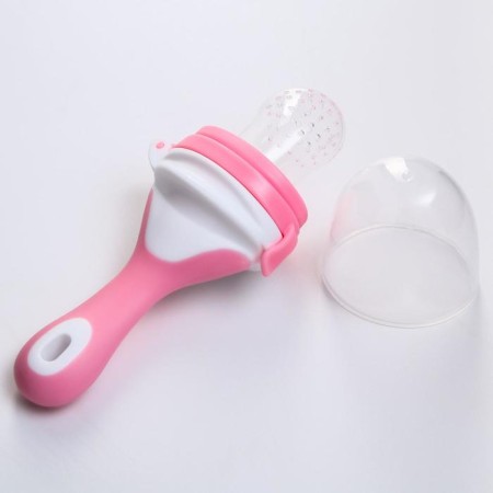 Nibbler for feeding, with silicone mesh, pink/white color-1
