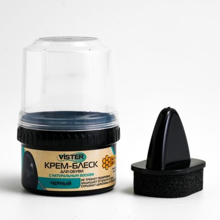 Cream-paint for leather shoes Vister + sponge, black-1